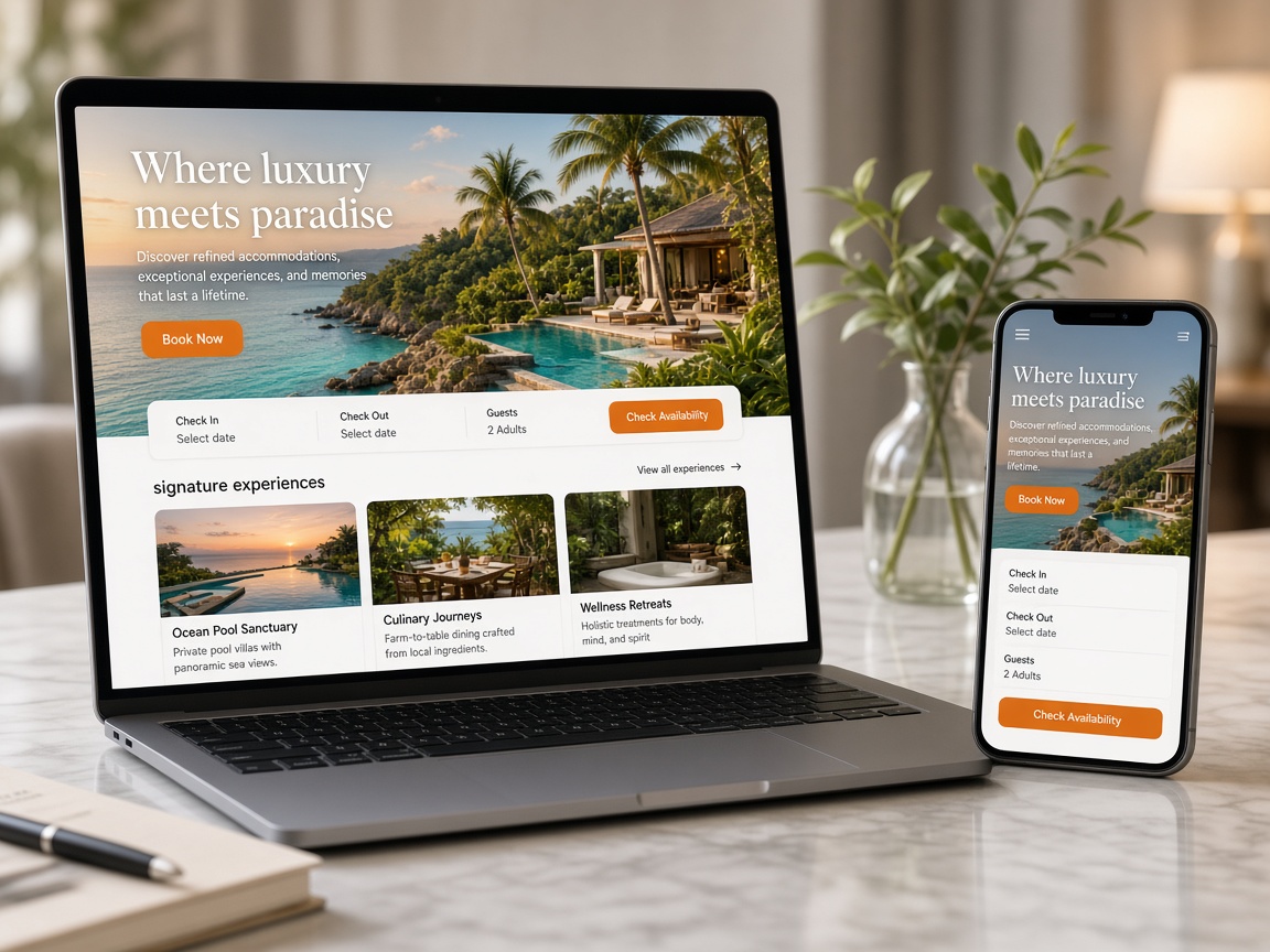 Direct booking website on laptop and phone